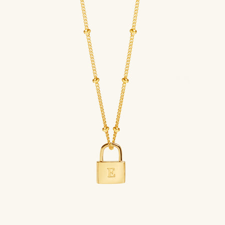 Padlock Necklace Gold With Bead Chain